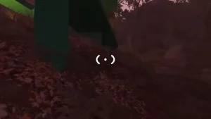 森の中にある緑色の足場へ近づく通常ゲーム画面